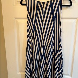 Hourglass Lili Blue and White Striped Sleeveless Dress. 33 inches long. S/M